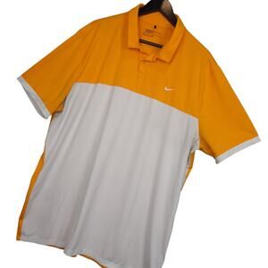 Nike Golf Men's Standard Fit Dri-Fit Striped Golf Polo Shirt Sz XL Orange White